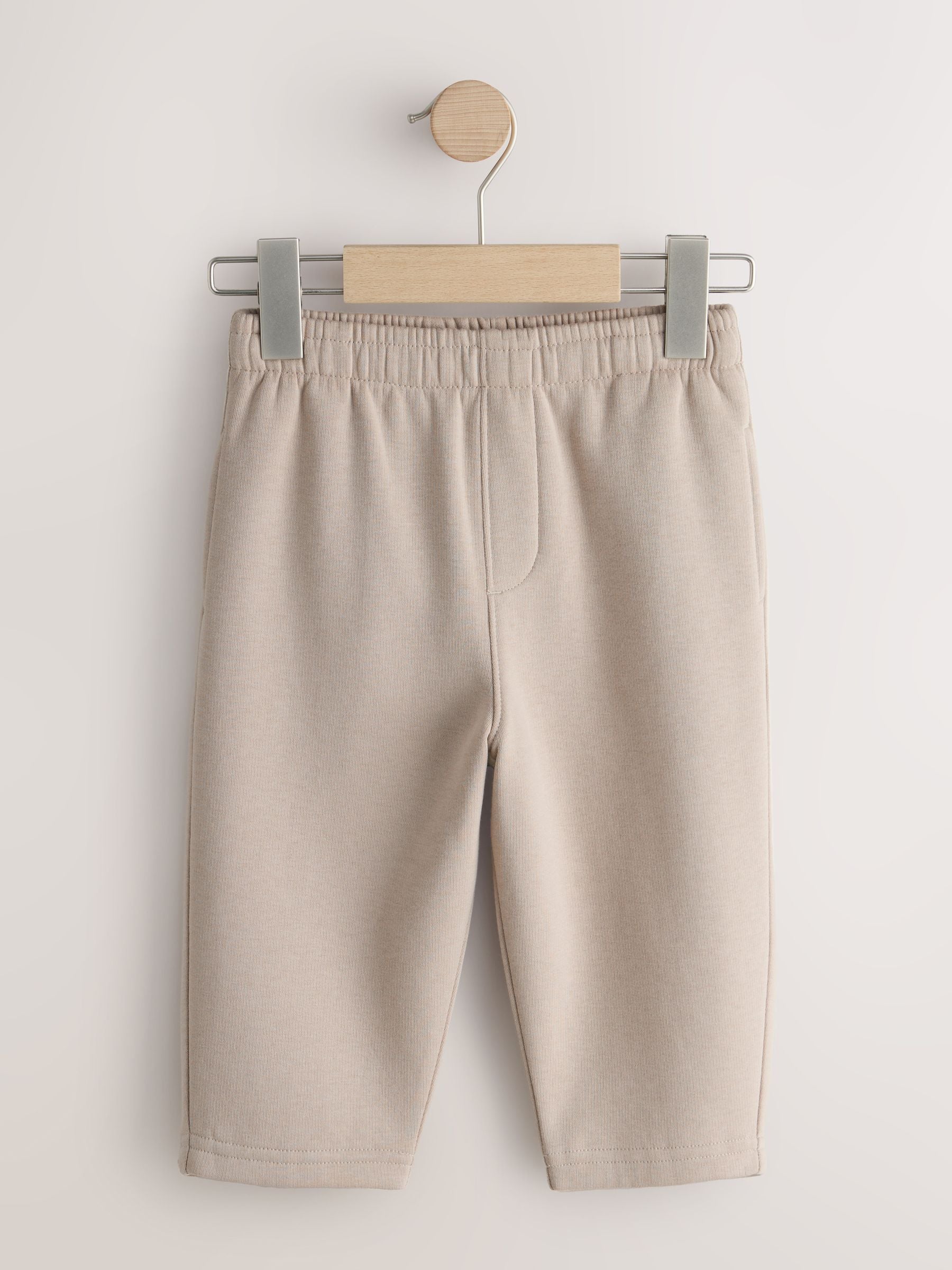 Neutral Cement Single Wide Leg Jersey Joggers (3mths-7yrs) image 4