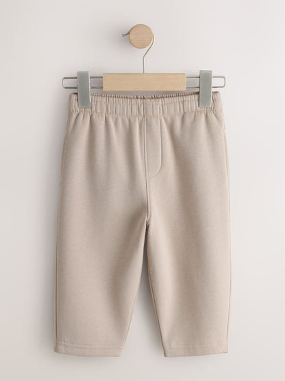 Neutral Cement Single Wide Leg Jersey Joggers (3mths-7yrs) image 4