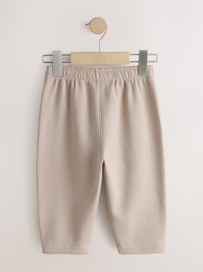 Neutral Cement Single Wide Leg Jersey Joggers (3mths-7yrs) image 5