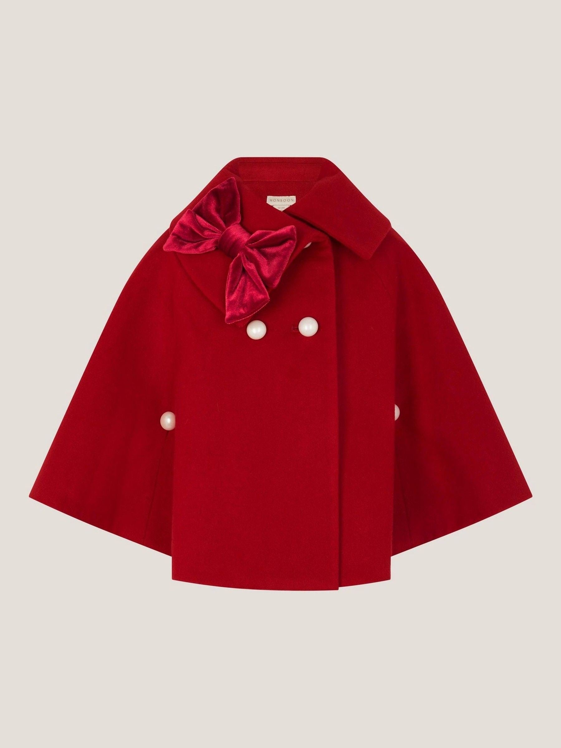 Monsoon Red Velvet Bow Cape image 1