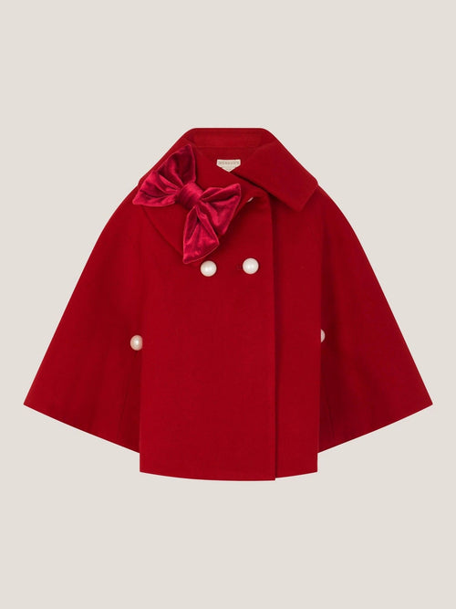 Monsoon Red Velvet Bow Cape image 1