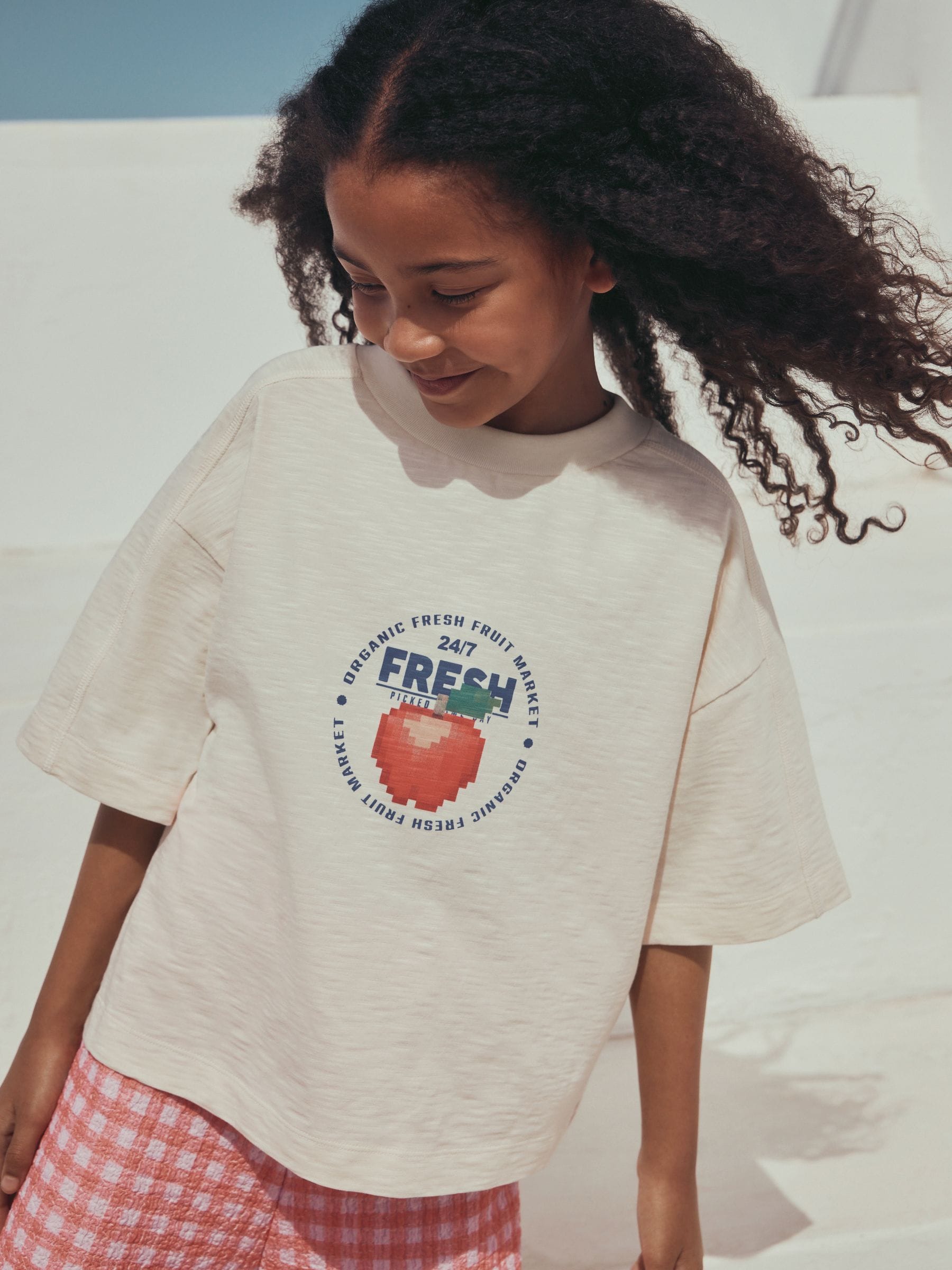Dsiney Kidz - Fruit Graphic/Red Gingham T-Shirt and Frill Hem Trousers Set (3-16yrs) image 3