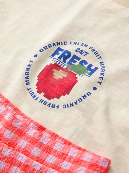 Dsiney Kidz - Fruit Graphic/Red Gingham T-Shirt and Frill Hem Trousers Set (3-16yrs) image 7