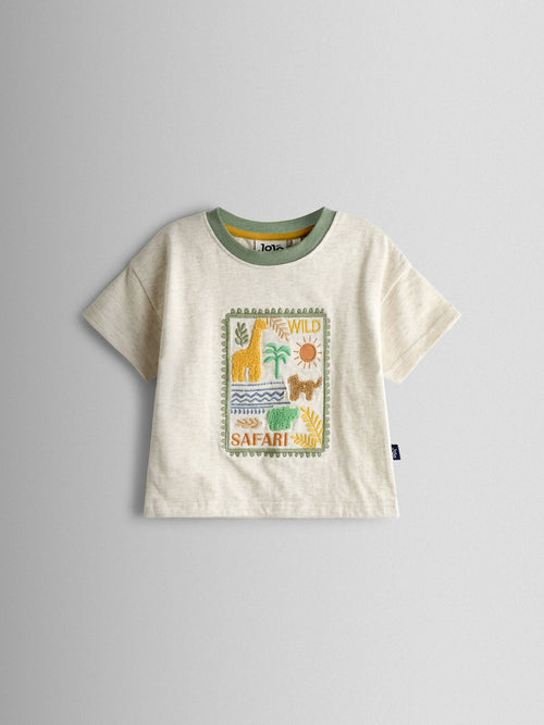 JoJo Maman Bébé Natural Safari Stamp Graphic T-Shirt image 1