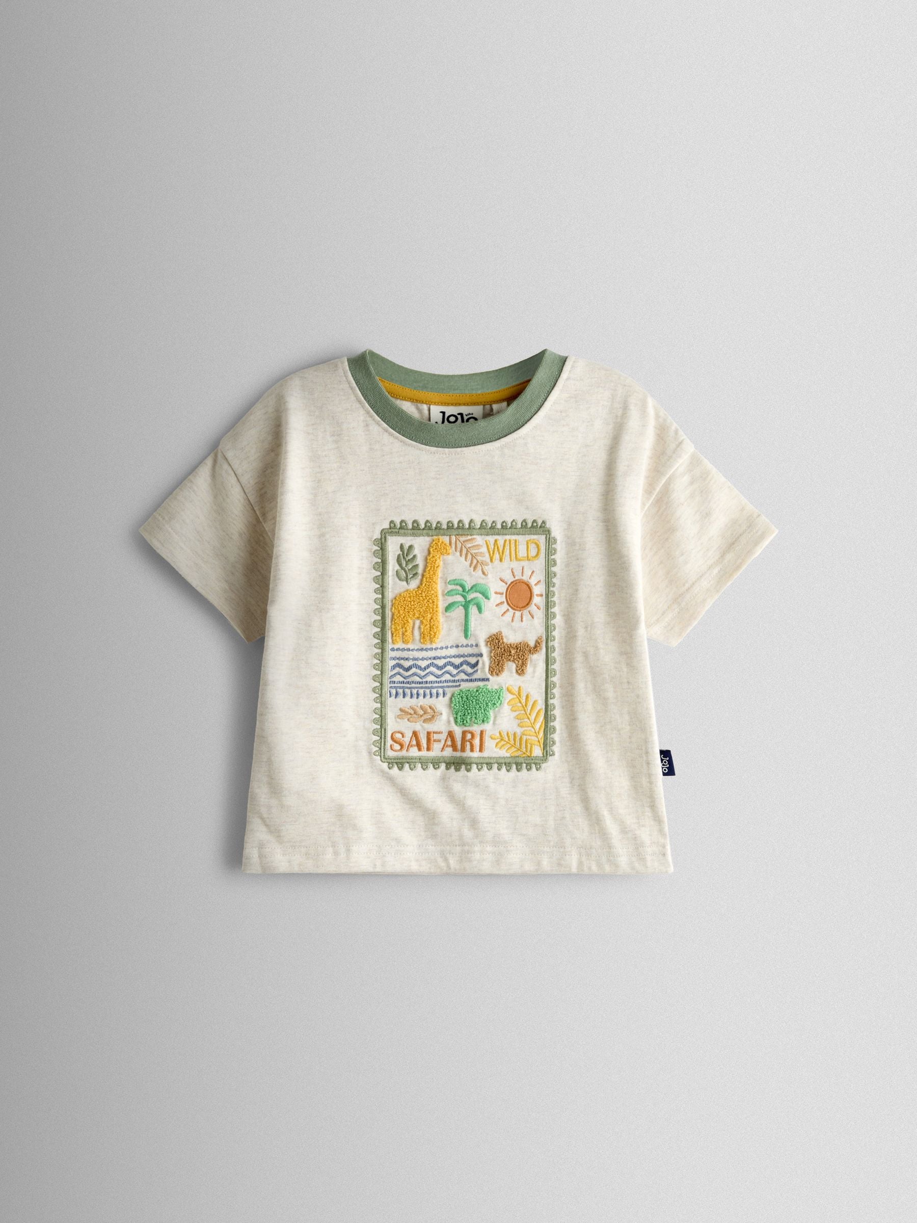JoJo Maman Bébé Natural Safari Stamp Graphic T-Shirt image 1