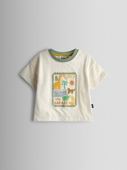JoJo Maman Bébé Natural Safari Stamp Graphic T-Shirt image 1