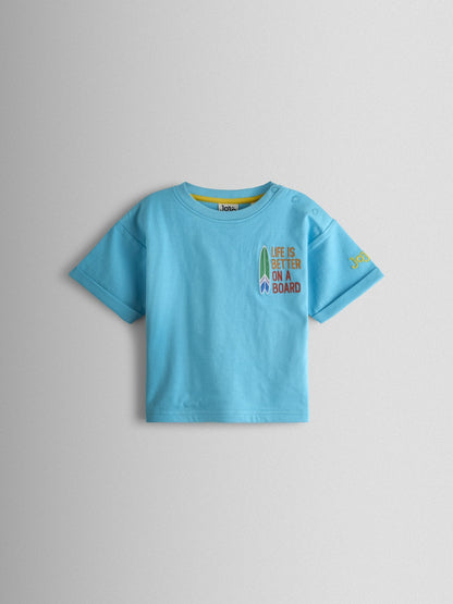 JoJo Maman Bébé Blue Surf Graphic T-Shirt Aqua Blue image 1