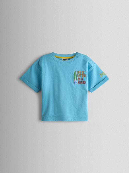 JoJo Maman Bébé Blue Surf Graphic T-Shirt Aqua Blue image 1