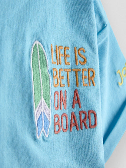 JoJo Maman Bébé Blue Surf Graphic T-Shirt Aqua Blue image 3