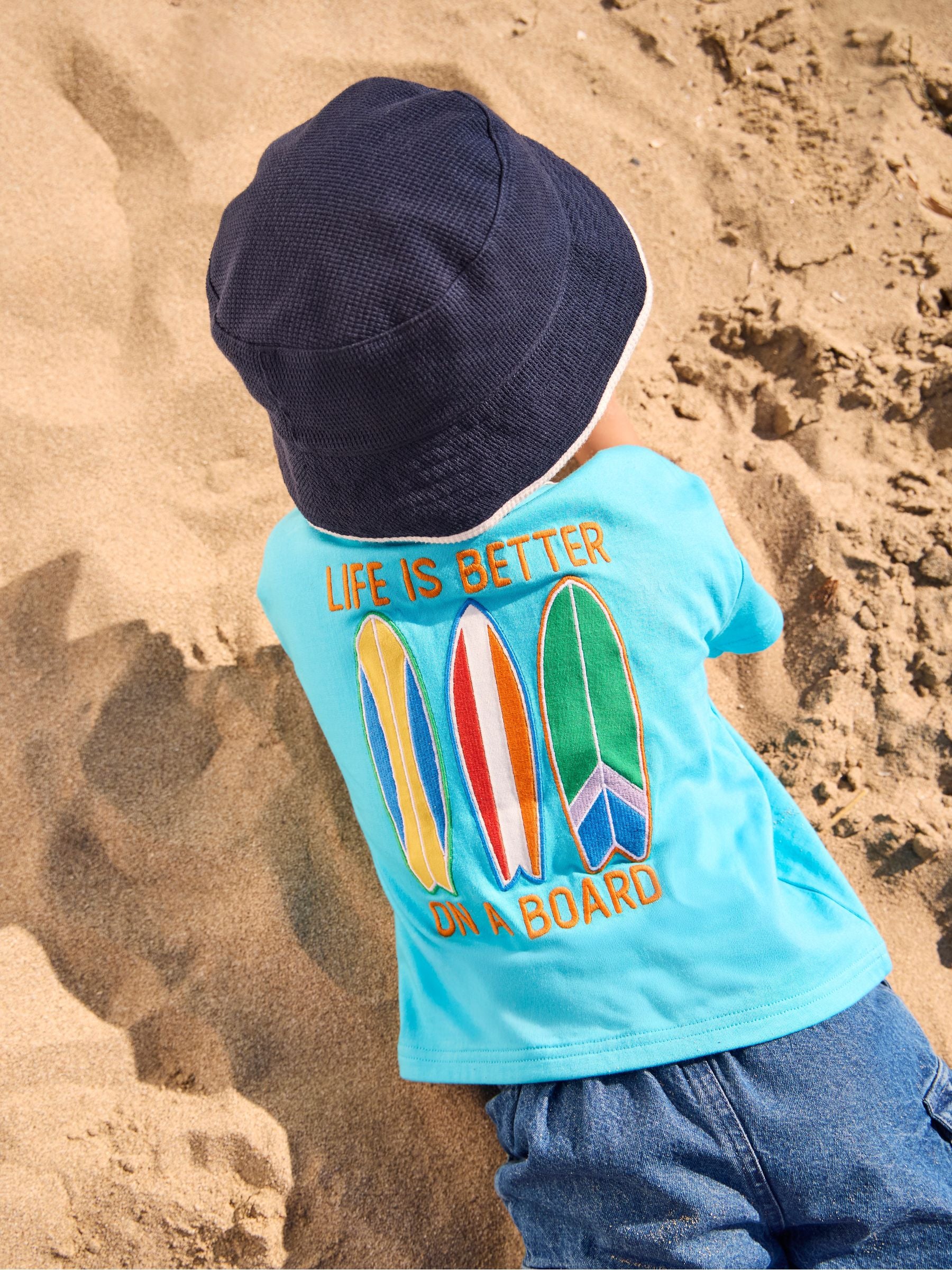 JoJo Maman Bébé Blue Surf Graphic T-Shirt Aqua Blue image 4