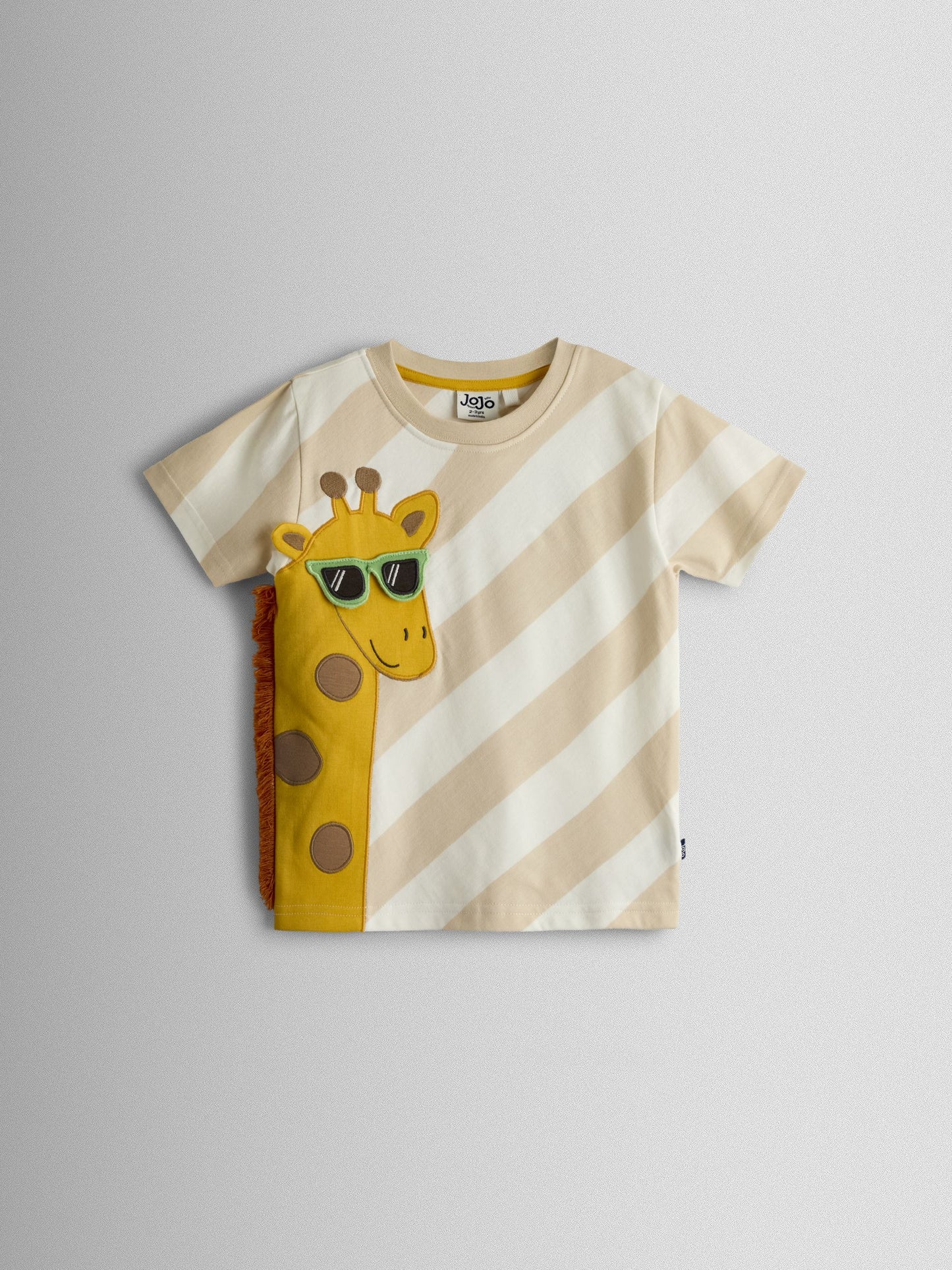 JoJo Maman Bébé Natural Giraffe Appliqué T-Shirt image 1