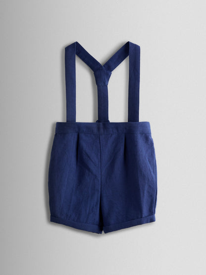 JoJo Maman Bébé Navy Blue Grandad Shirt & Shorts Set 2 Piece image 2