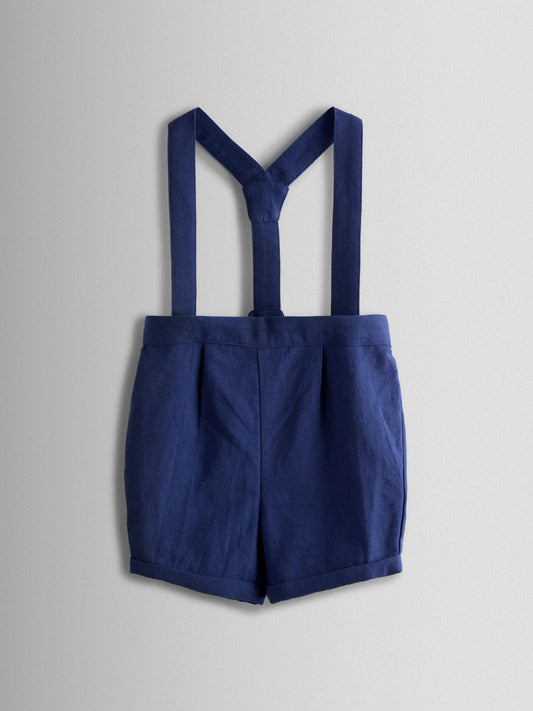 JoJo Maman Bébé Navy Blue Grandad Shirt & Shorts Set 2 Piece image 2