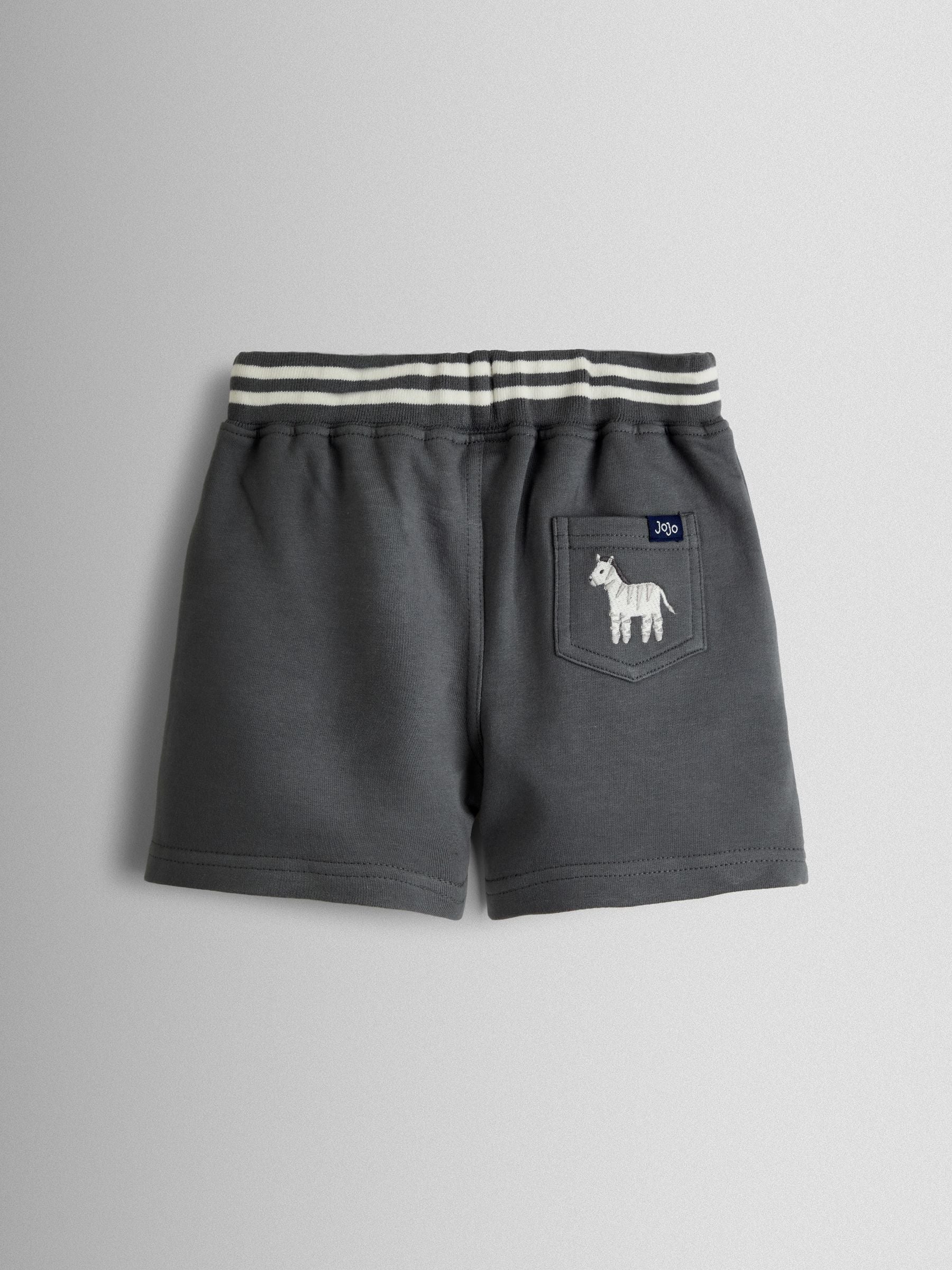 JoJo Maman Bébé Charcoal Grey Zebra 2-Piece Appliqué T-Shirt & Shorts Set image 5