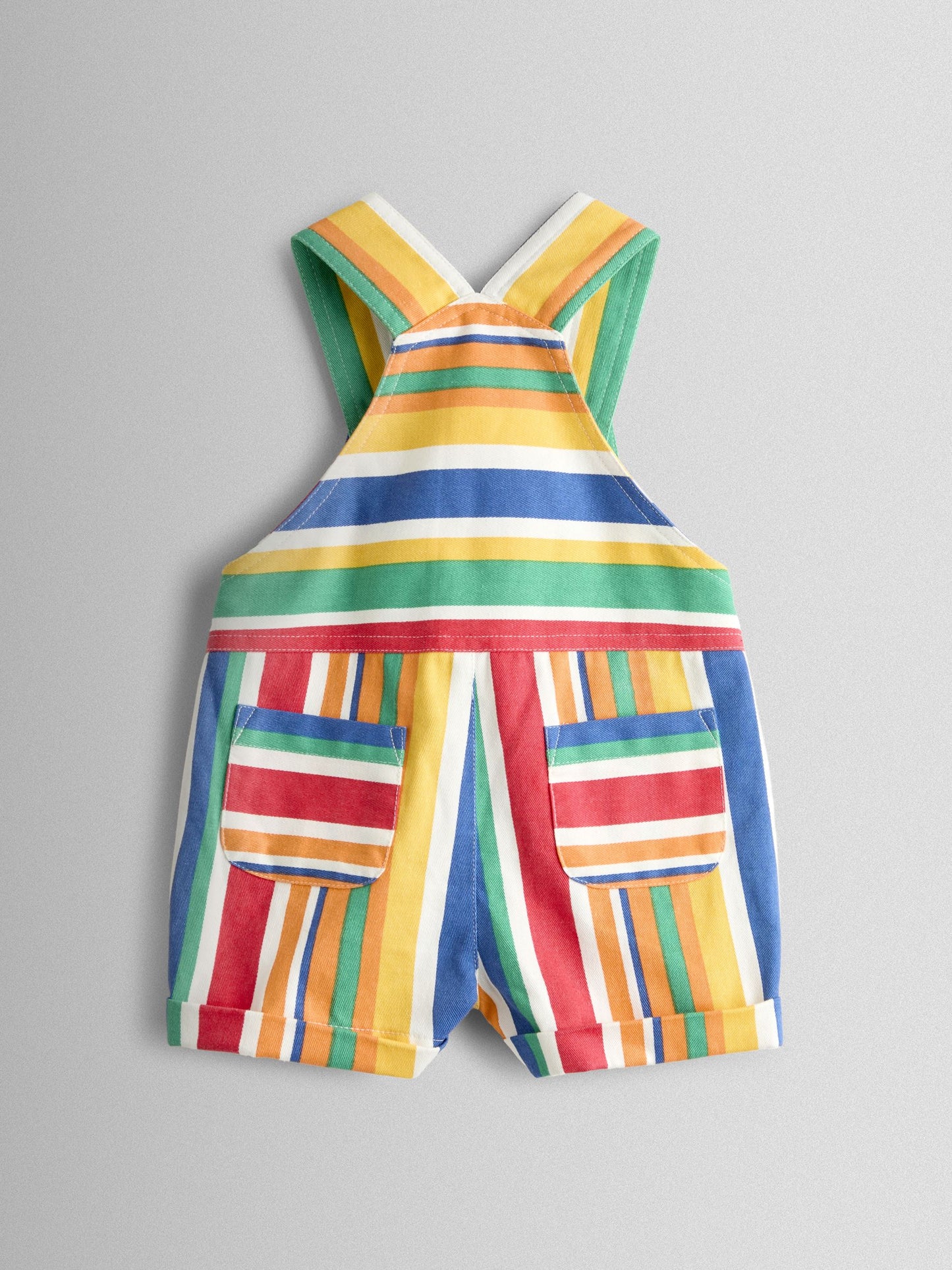 JoJo Maman Bébé Multi Colour Stripe 2-Piece Twill Dungaree Set & T-Shirt image 4