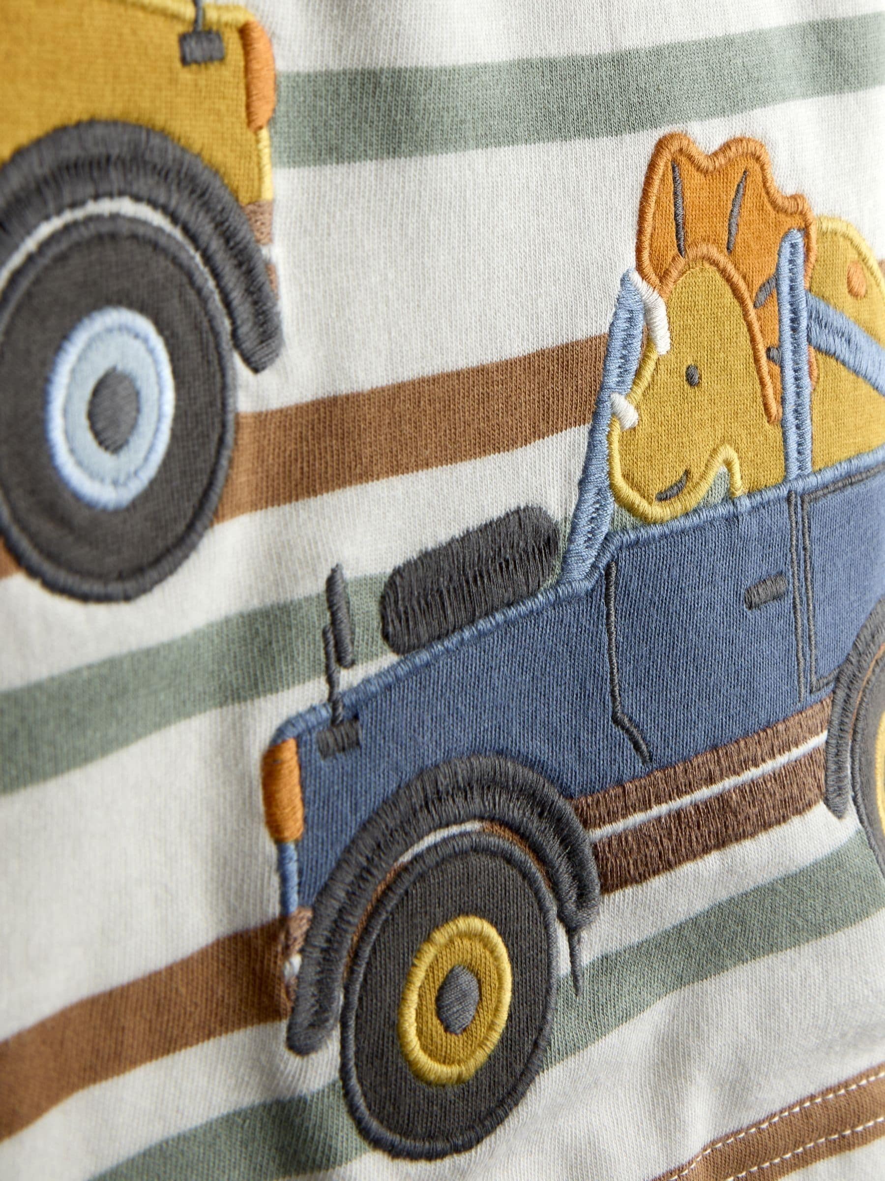 Dsiney Kidz - JoJo Maman Bébé Cream Dino Truck Appliqué T-Shirt image 3