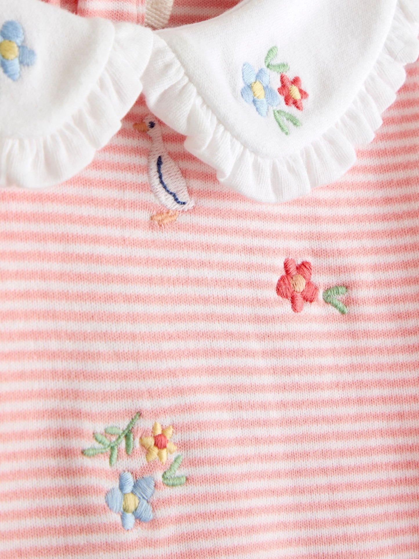 JoJo Maman Bébé Orange Embroidered Peter Pan Collar T-Shirt image 3