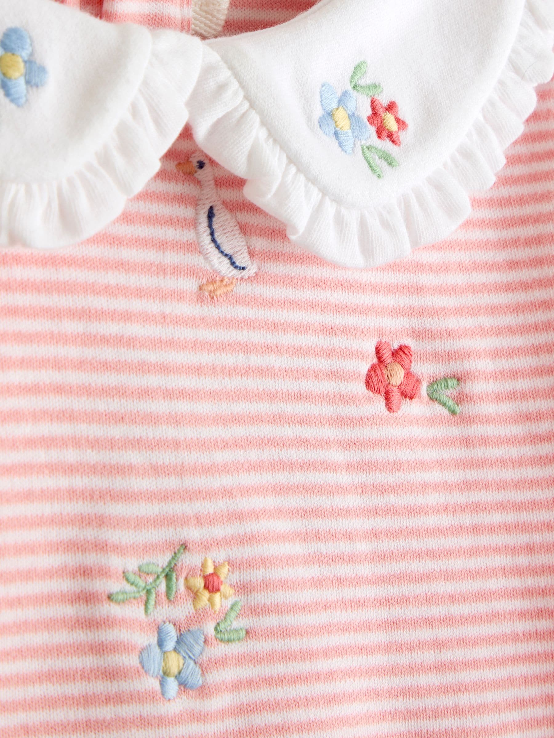 JoJo Maman Bébé Orange Embroidered Peter Pan Collar T-Shirt image 3