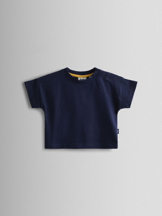 JoJo Maman Bébé Navy Blue Stripe Dungarees, T-Shirt & Hat 3-Piece Set image 2