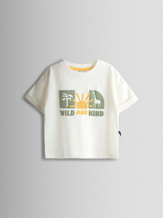JoJo Maman Bébé Cream Safari Printed T-Shirt & Shorts Set image 2