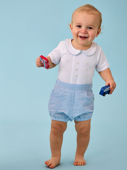 JoJo Maman Bébé Light Blue Classic Body & Stripe Shorts Set 2 Piece image 1