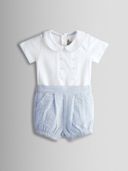 JoJo Maman Bébé Light Blue Classic Body & Stripe Shorts Set 2 Piece image 2