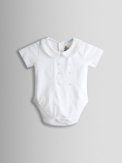 JoJo Maman Bébé Light Blue Classic Body & Stripe Shorts Set 2 Piece image 3