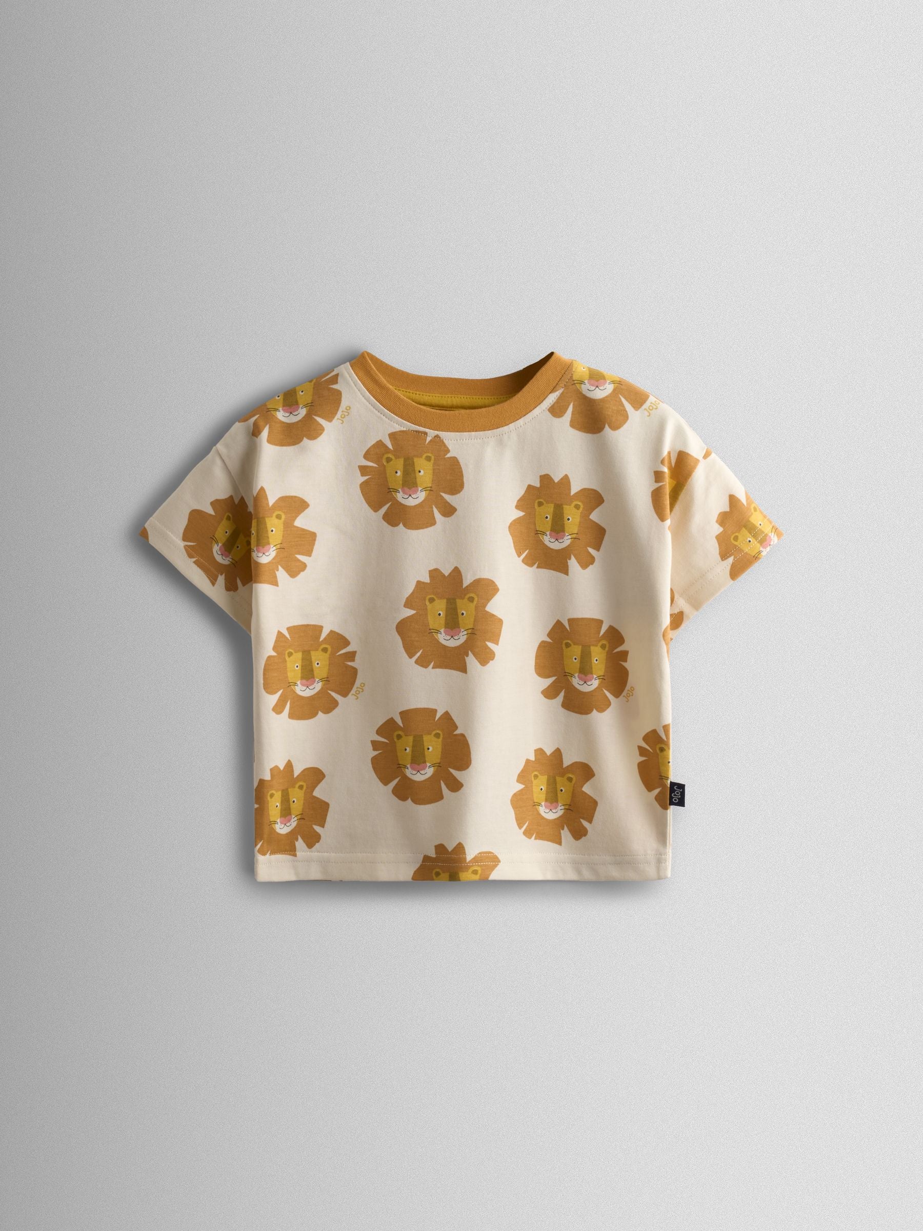 JoJo Maman Bébé Cream & Orange Roarsome Lion 2-Pack Surf Applique & Printed T-Shirts image 5