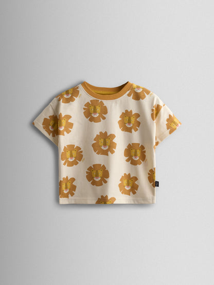 JoJo Maman Bébé Cream & Orange Roarsome Lion 2-Pack Surf Applique & Printed T-Shirts image 5