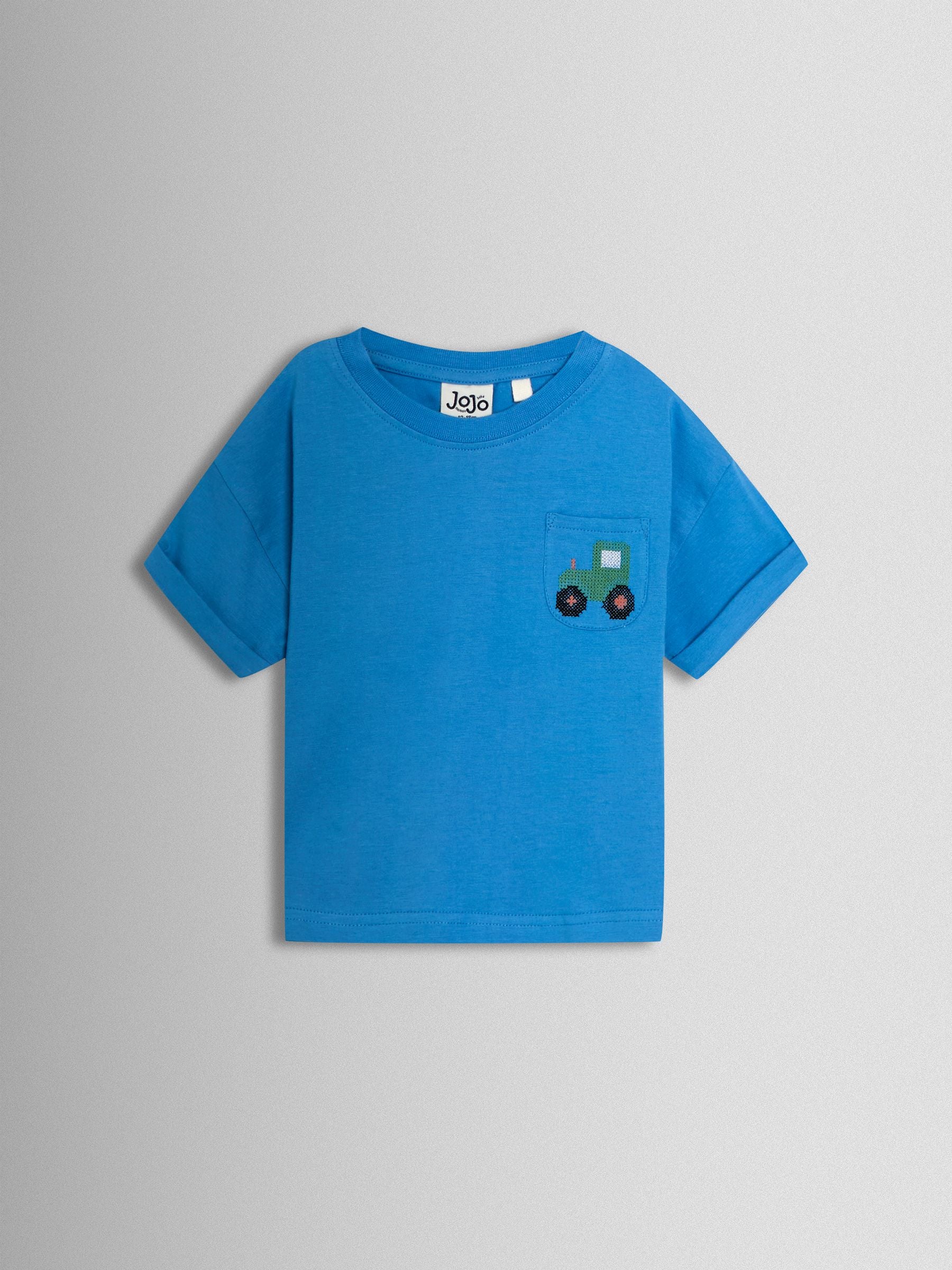 Dsiney Kidz - JoJo Maman Bébé Blue Tractor 2-Piece T-Shirt & Shorts Set image 2
