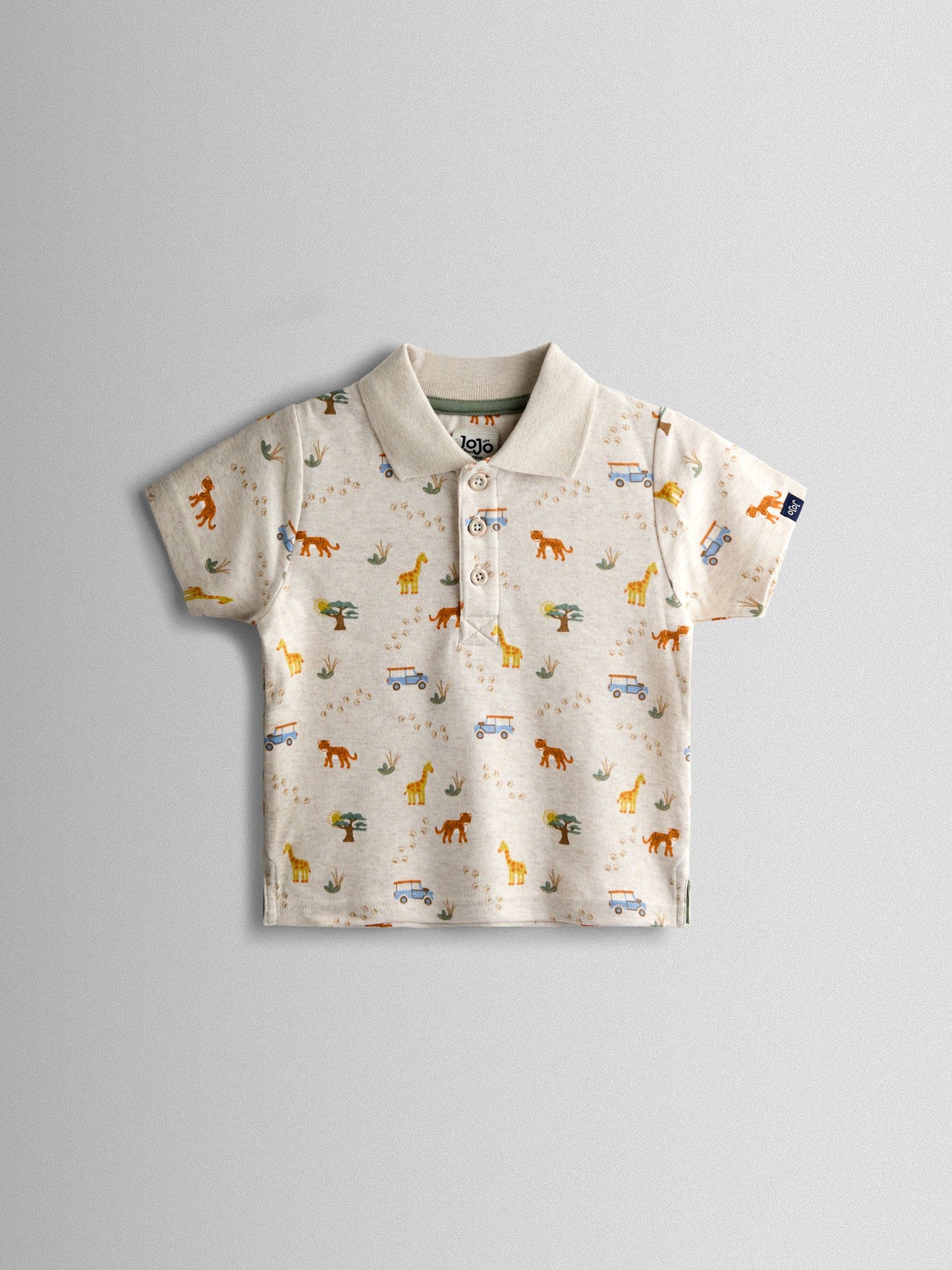 Dsiney Kidz - JoJo Maman Bébé Natural Safari Print Polo T-Shirt image 1