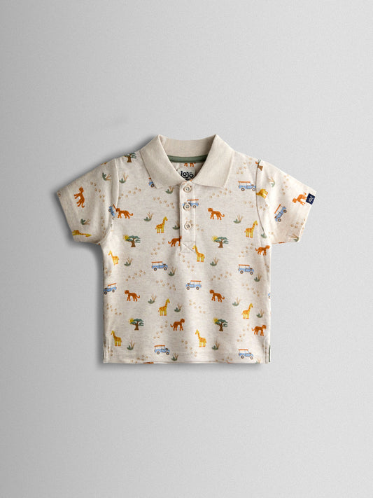Dsiney Kidz - JoJo Maman Bébé Natural Safari Print Polo T-Shirt image 1