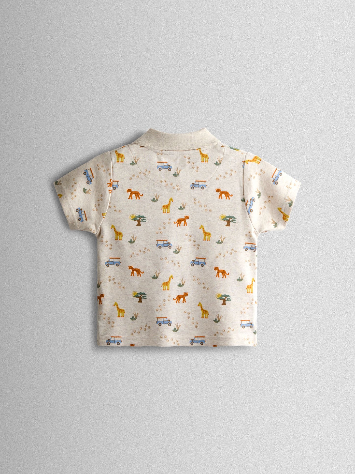 Dsiney Kidz - JoJo Maman Bébé Natural Safari Print Polo T-Shirt image 2