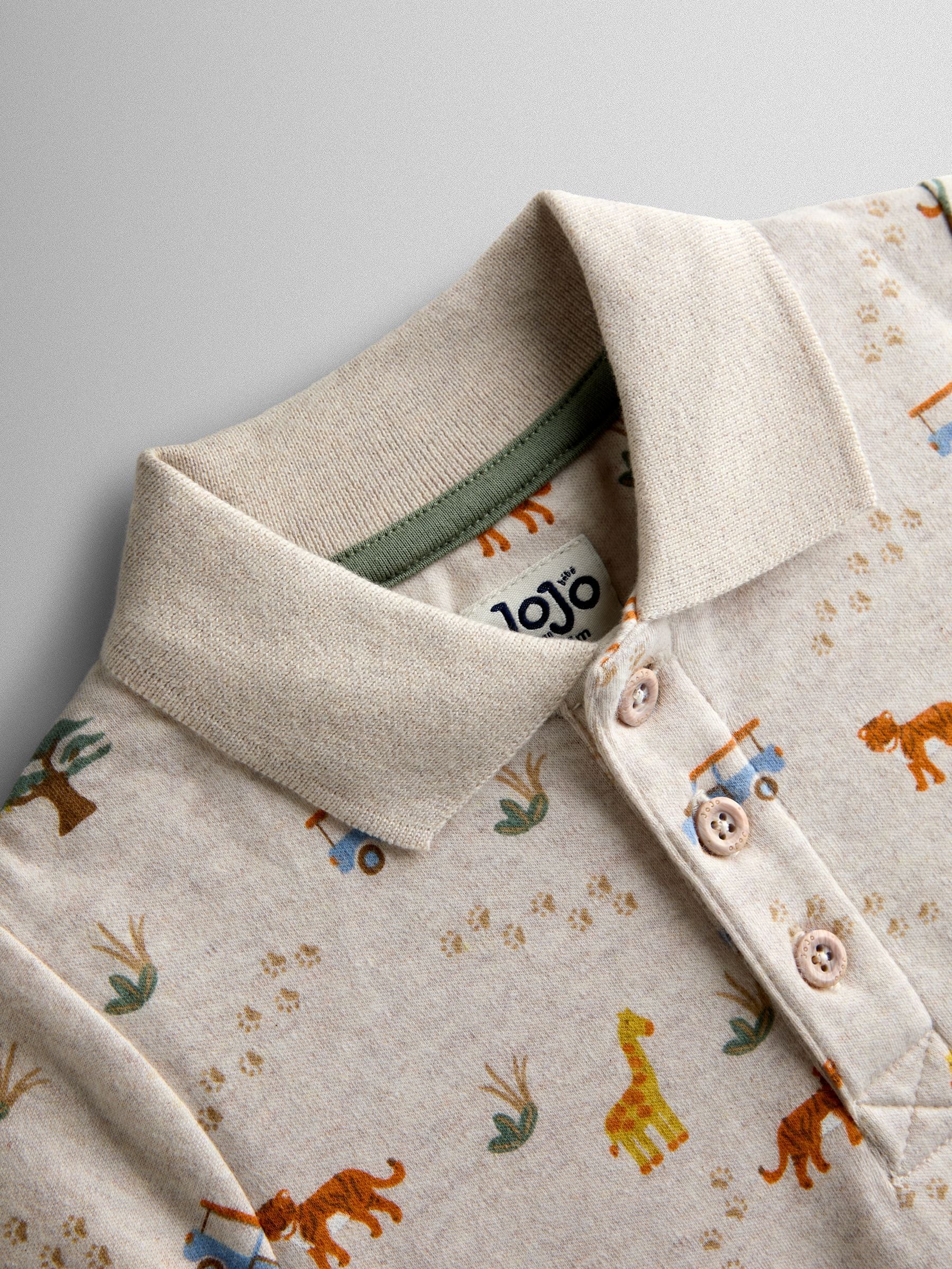 Dsiney Kidz - JoJo Maman Bébé Natural Safari Print Polo T-Shirt image 3