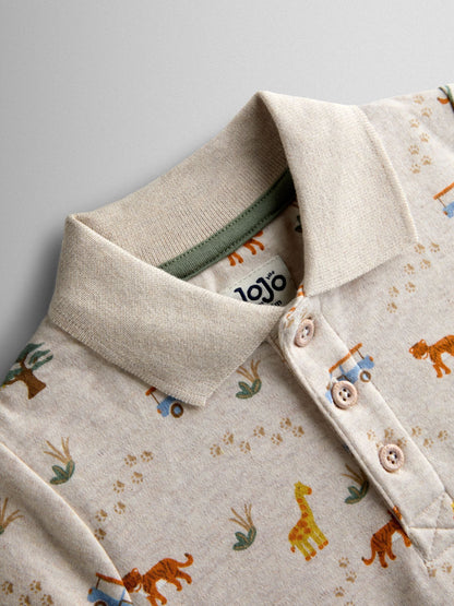 Dsiney Kidz - JoJo Maman Bébé Natural Safari Print Polo T-Shirt image 3