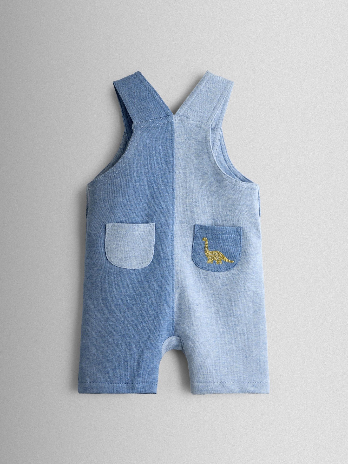 JoJo Maman Bébé Blue Marl Dino 2-Piece Appliqué Dungaree & T-Shirt Set image 5