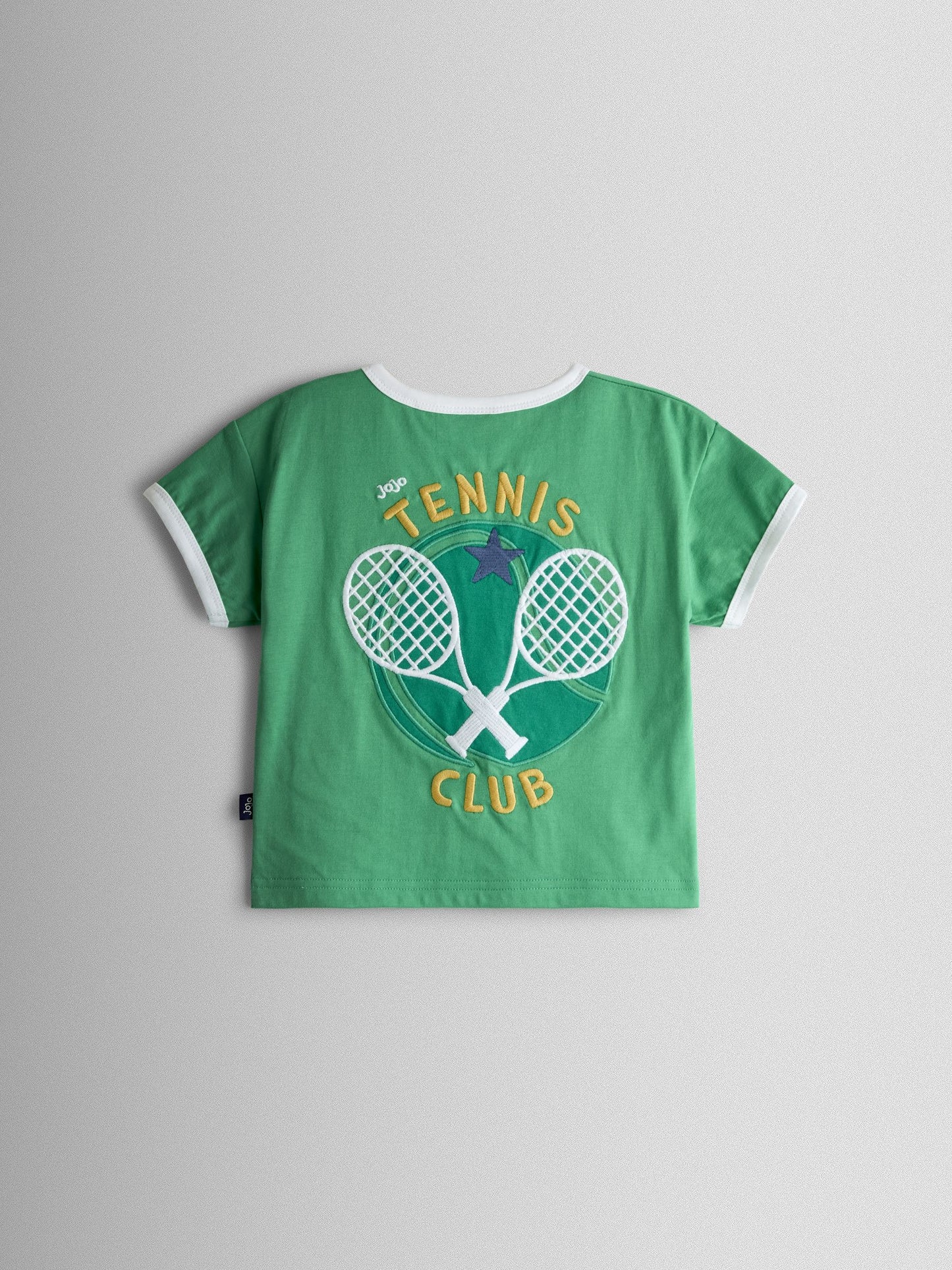 JoJo Maman Bébé Green Tennis Club Slogan Applique T-Shirt image 2