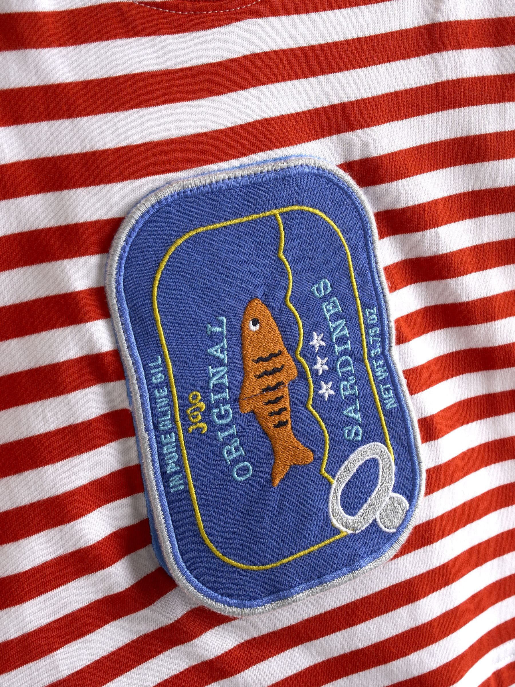 JoJo Maman Bébé Red Sardine Stripe Appliqué T-Shirt image 5