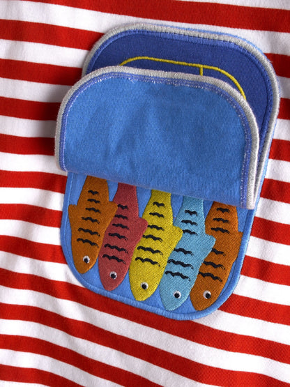 JoJo Maman Bébé Red Sardine Stripe Appliqué T-Shirt image 6