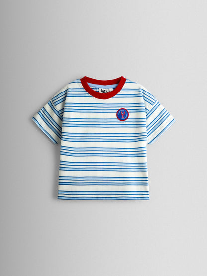 JoJo Maman Bébé Blue Stripe Lobster Applique T-Shirt image 2