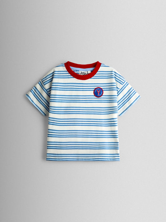 JoJo Maman Bébé Blue Stripe Lobster Applique T-Shirt image 2