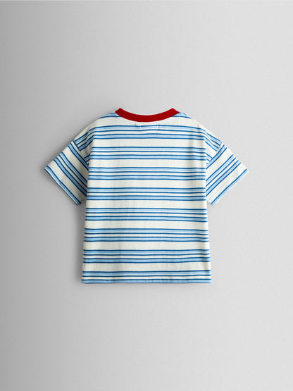JoJo Maman Bébé Blue Stripe Lobster Applique T-Shirt image 3