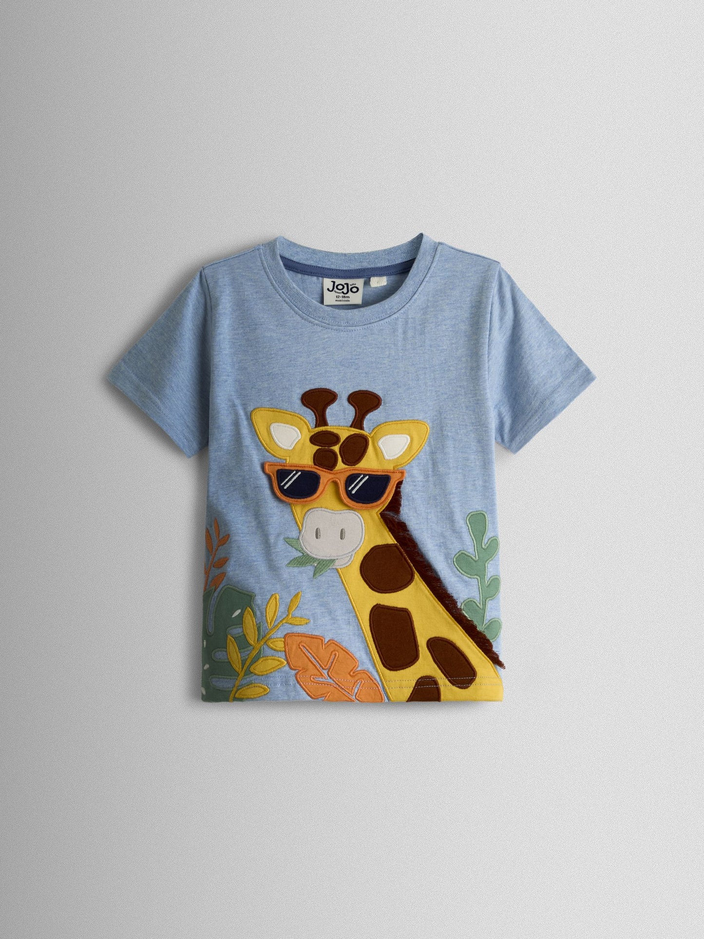 JoJo Maman Bébé Blue Giraffe Appliqué T-Shirt & Shorts Set 2 Piece image 2