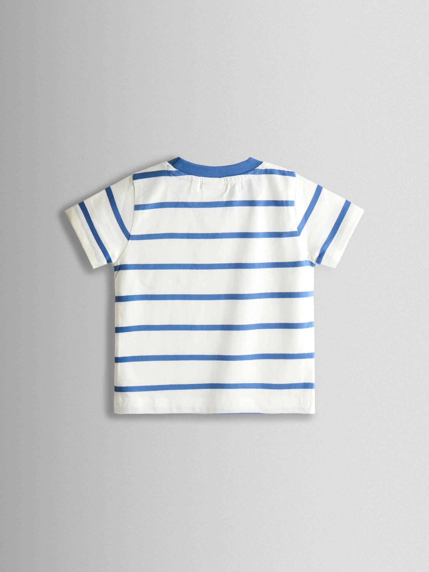JoJo Maman Bébé White & Blue Tractor Pocket Appliqué T-Shirt image 2