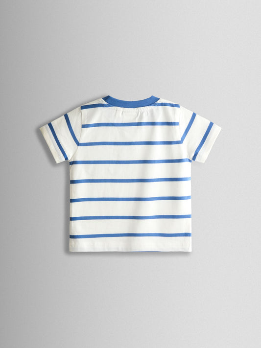 JoJo Maman Bébé White & Blue Tractor Pocket Appliqué T-Shirt image 2