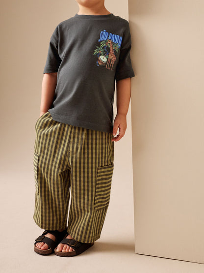 Yellow Print Side Pocket Wide Trousers (3mths-7yrs) image 1