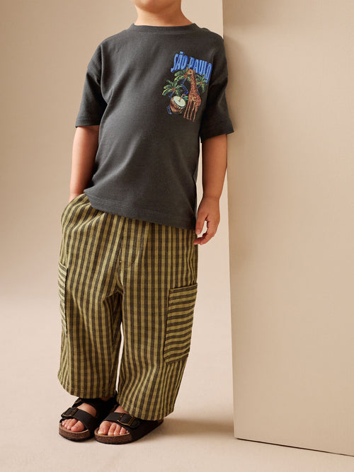 Yellow Print Side Pocket Wide Trousers (3mths-7yrs) image 1