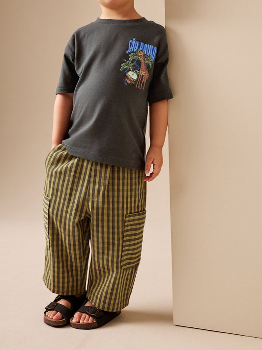 Yellow Print Side Pocket Wide Trousers (3mths-7yrs) image 1
