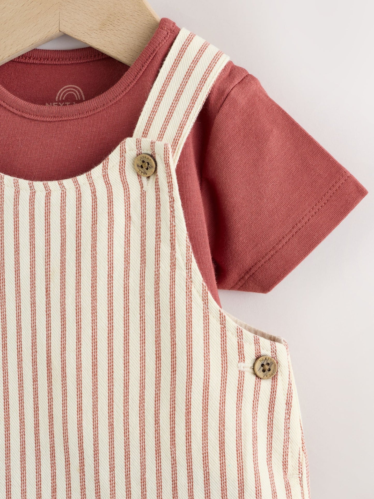 Brown Stripe Woven Dungarees and Bodysuit Set (0mths-2yrs) image 4