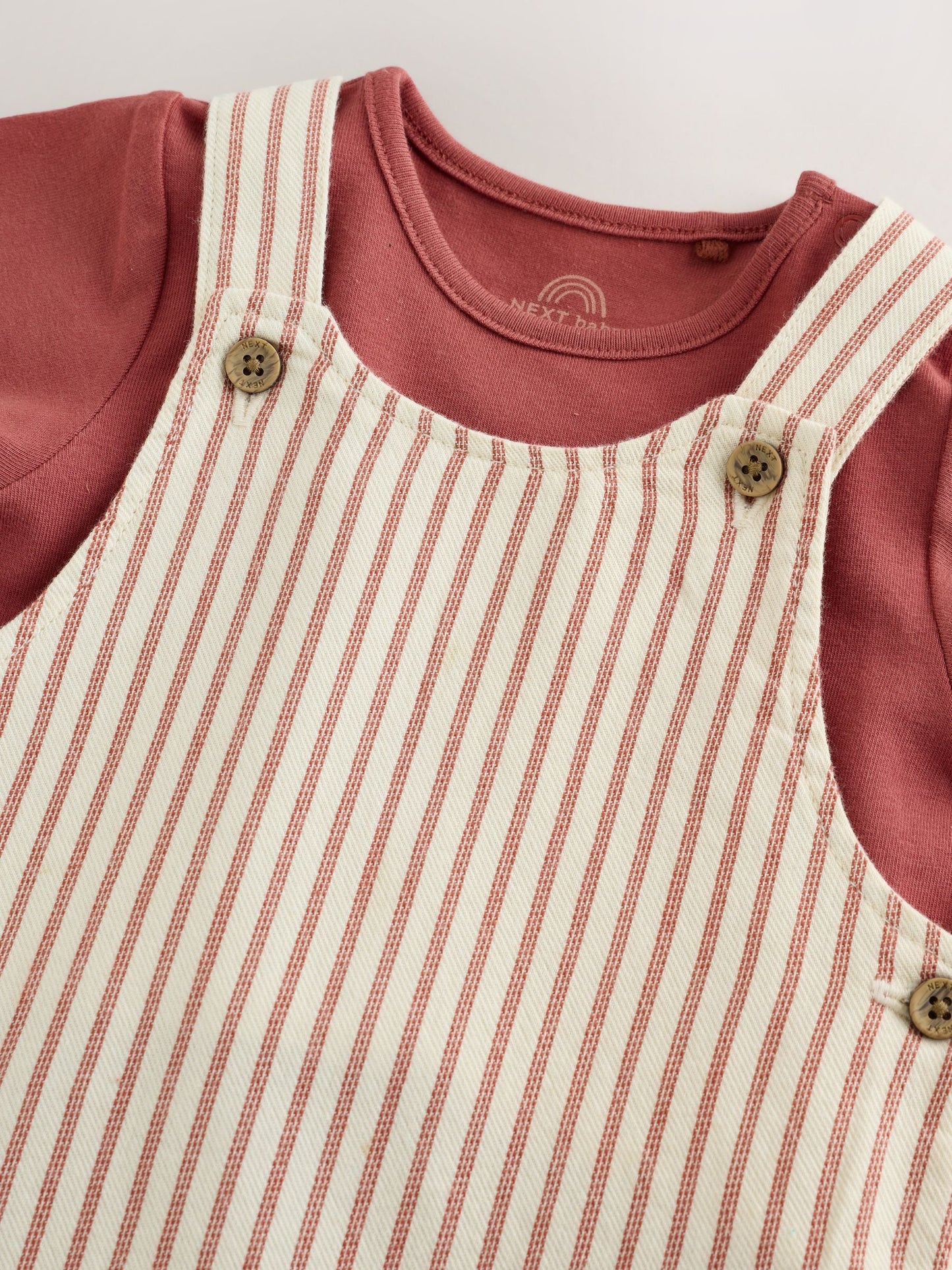 Brown Stripe Woven Dungarees and Bodysuit Set (0mths-2yrs) image 5
